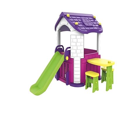 MYTS Indoor all in 1 playhouse with activity area with side table & chair & slide for kids purple